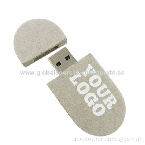 Paper Oval USB Stick with 16GB Storage Capacity, Supports Password Protection and Bootable Function